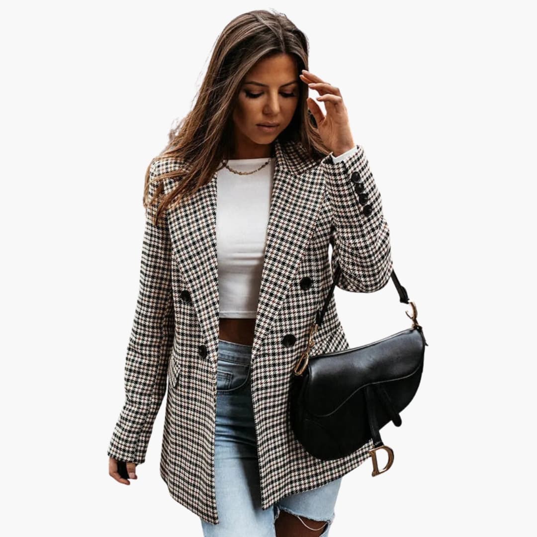 Blazer à carreaux pour femme