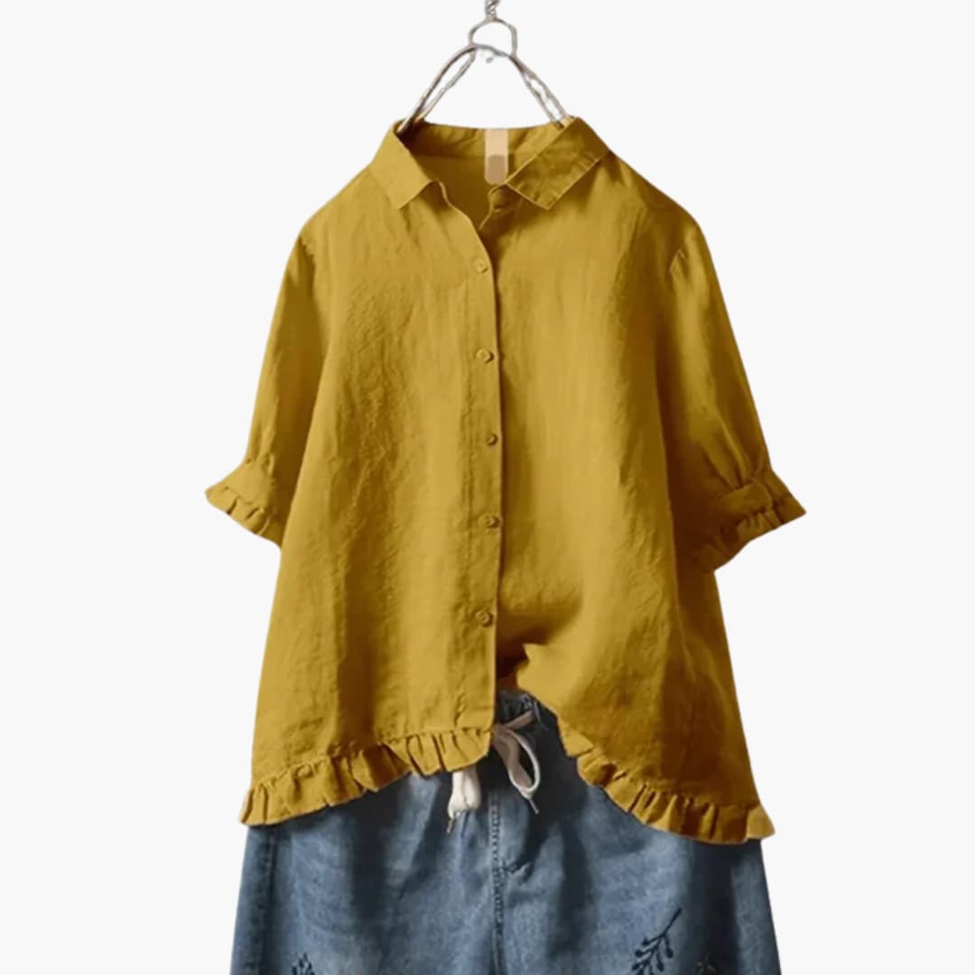Women's Blouse with Collar and Buttons on the Front