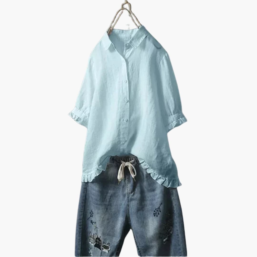 Women's Blouse with Collar and Buttons on the Front