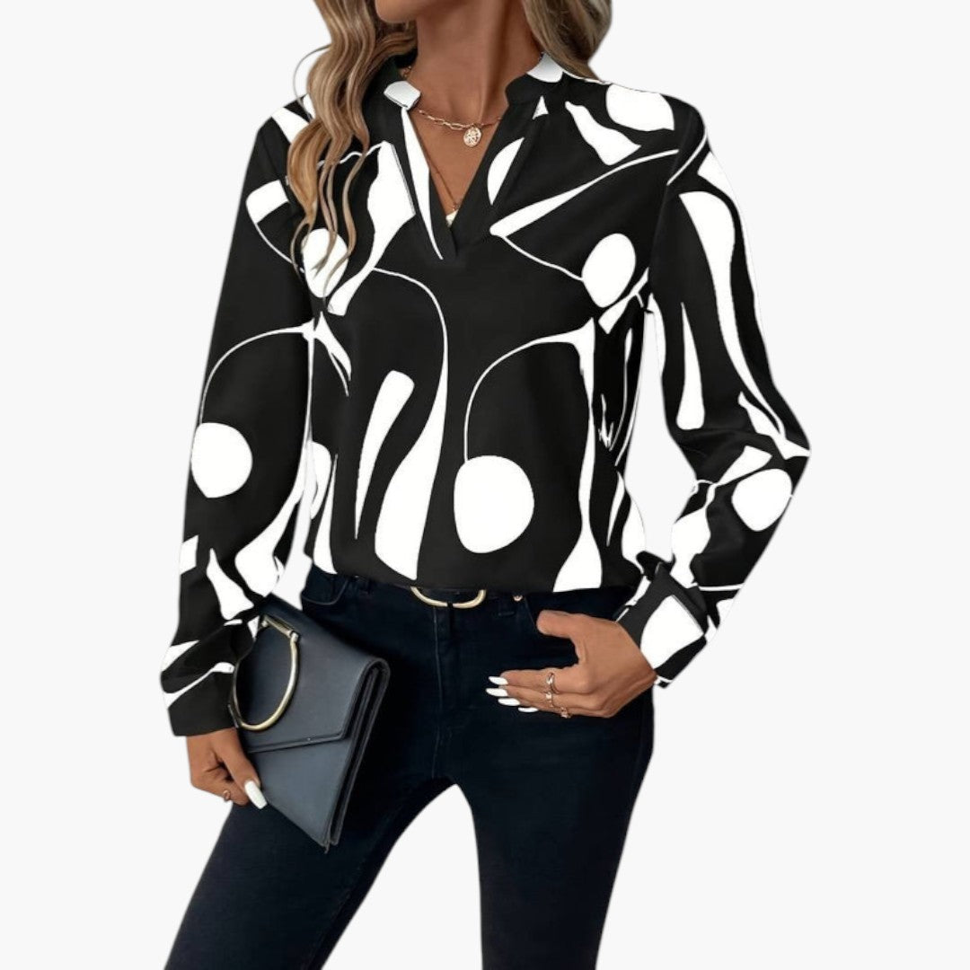 Blouse femme àvec encolure en V et manches longues