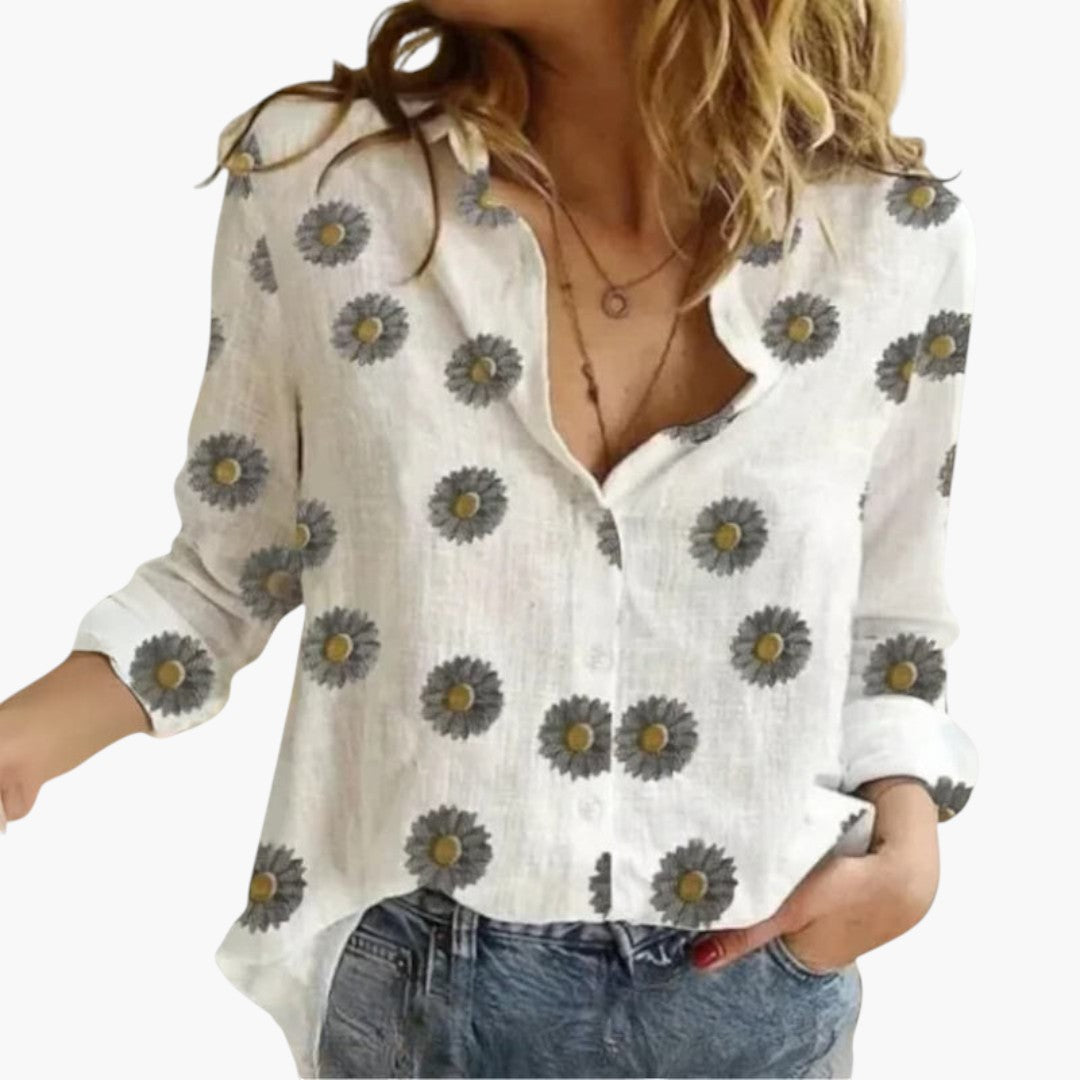Blouse femme col V à manches longues
