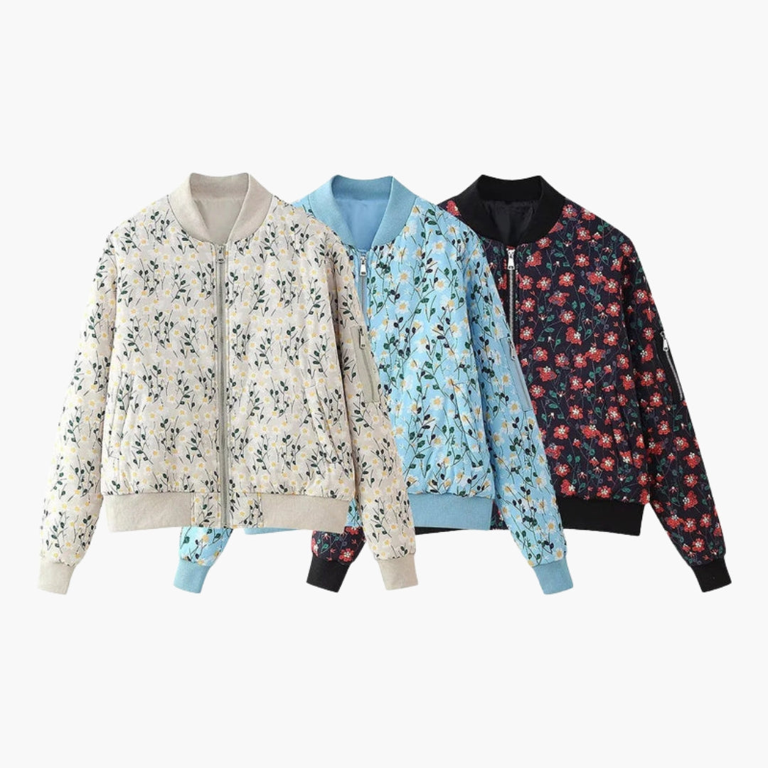Blouson Bombardier Dam med Blommönster