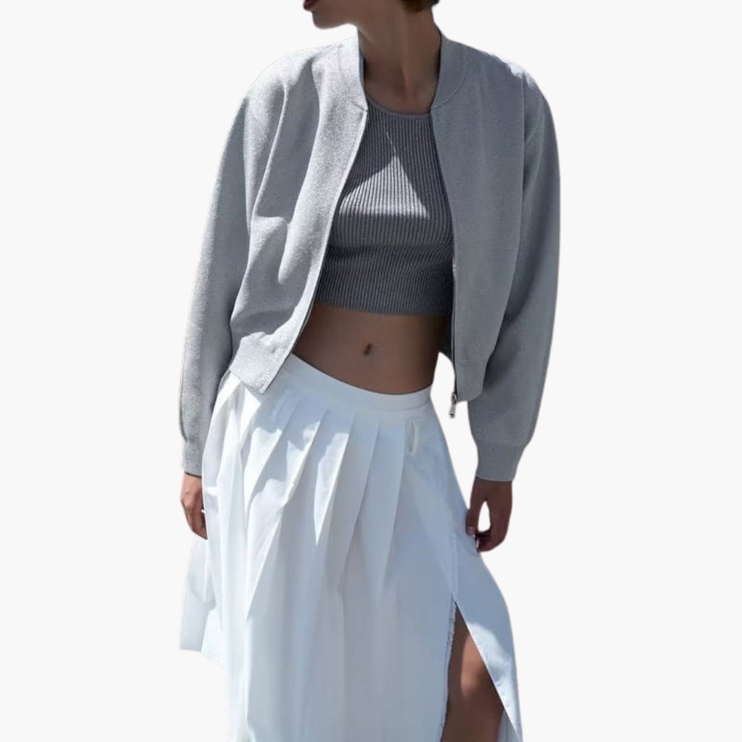 Blouson Bombardier Femme à Surface Scintillante