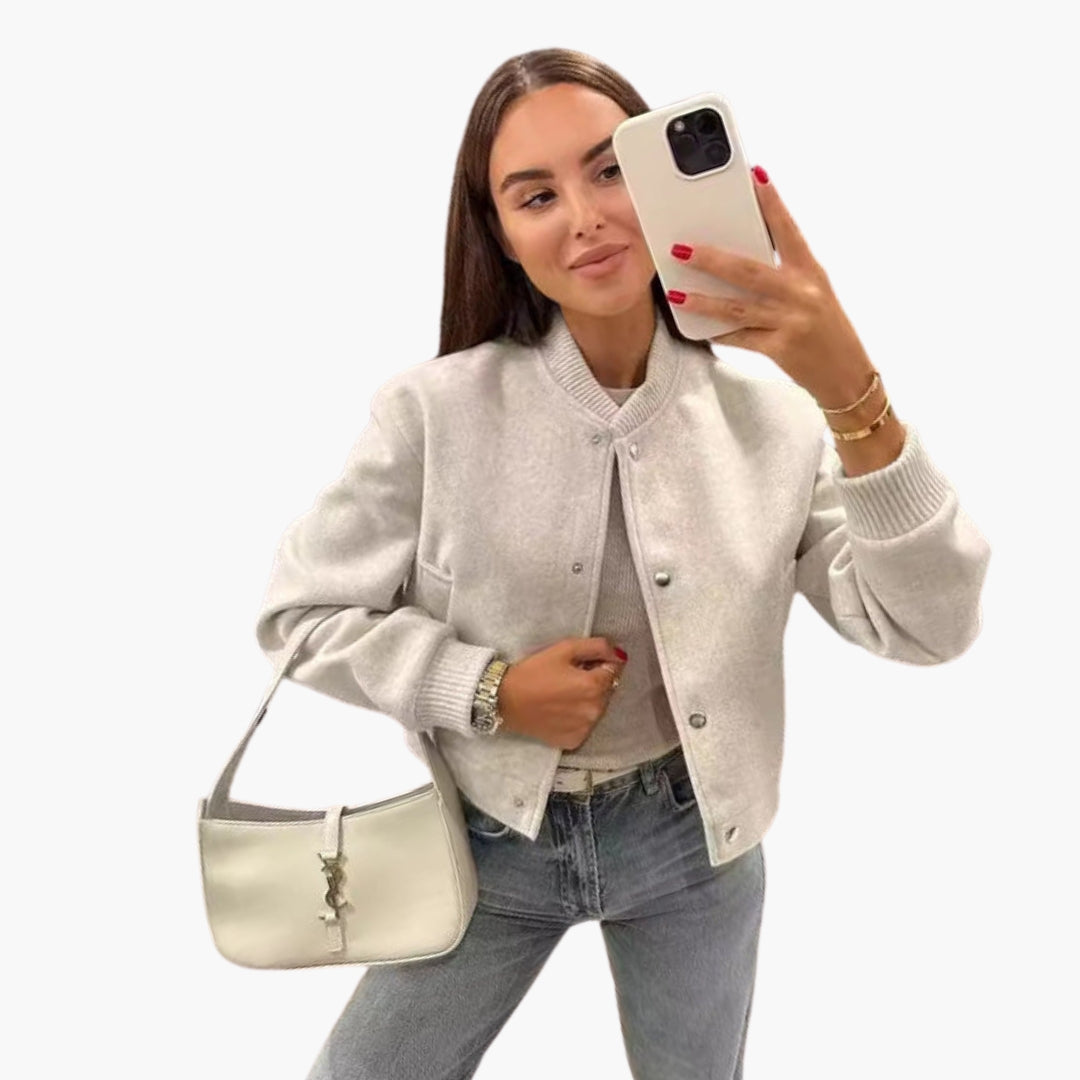 Women's Bomber Jacket with Elastic Hem