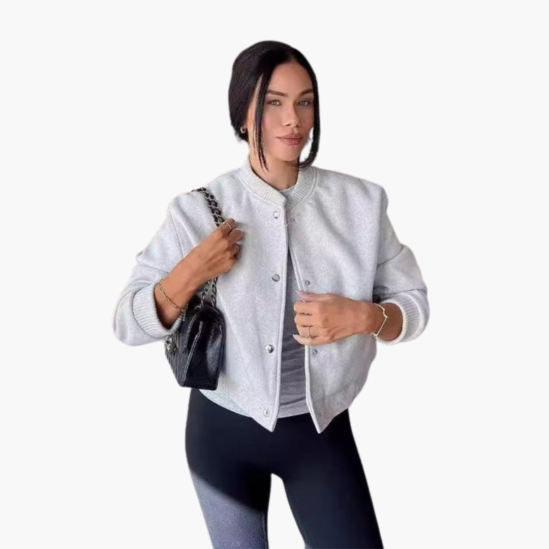 Women's Bomber Jacket with Elastic Hem