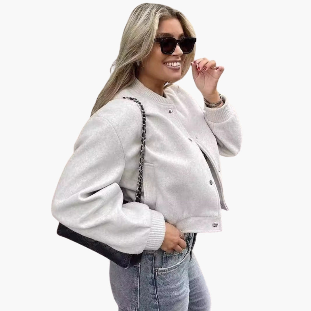 Women's Bomber Jacket with Elastic Hem