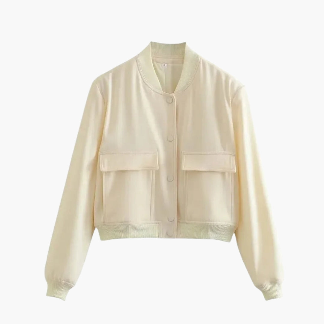 Blouson Bomber Femme à Grandes Poches Devant