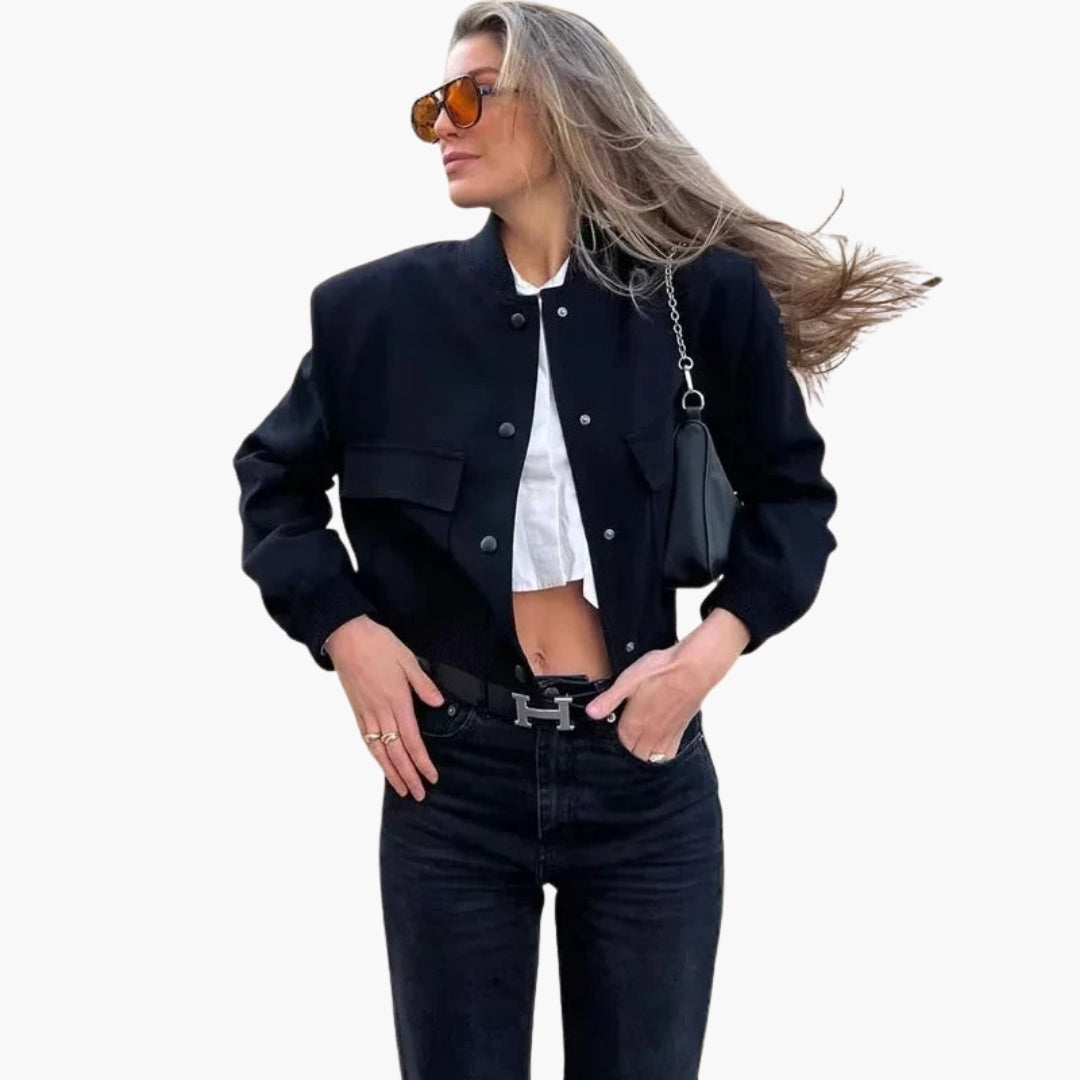Blouson Bomber Femme à Grandes Poches Devant
