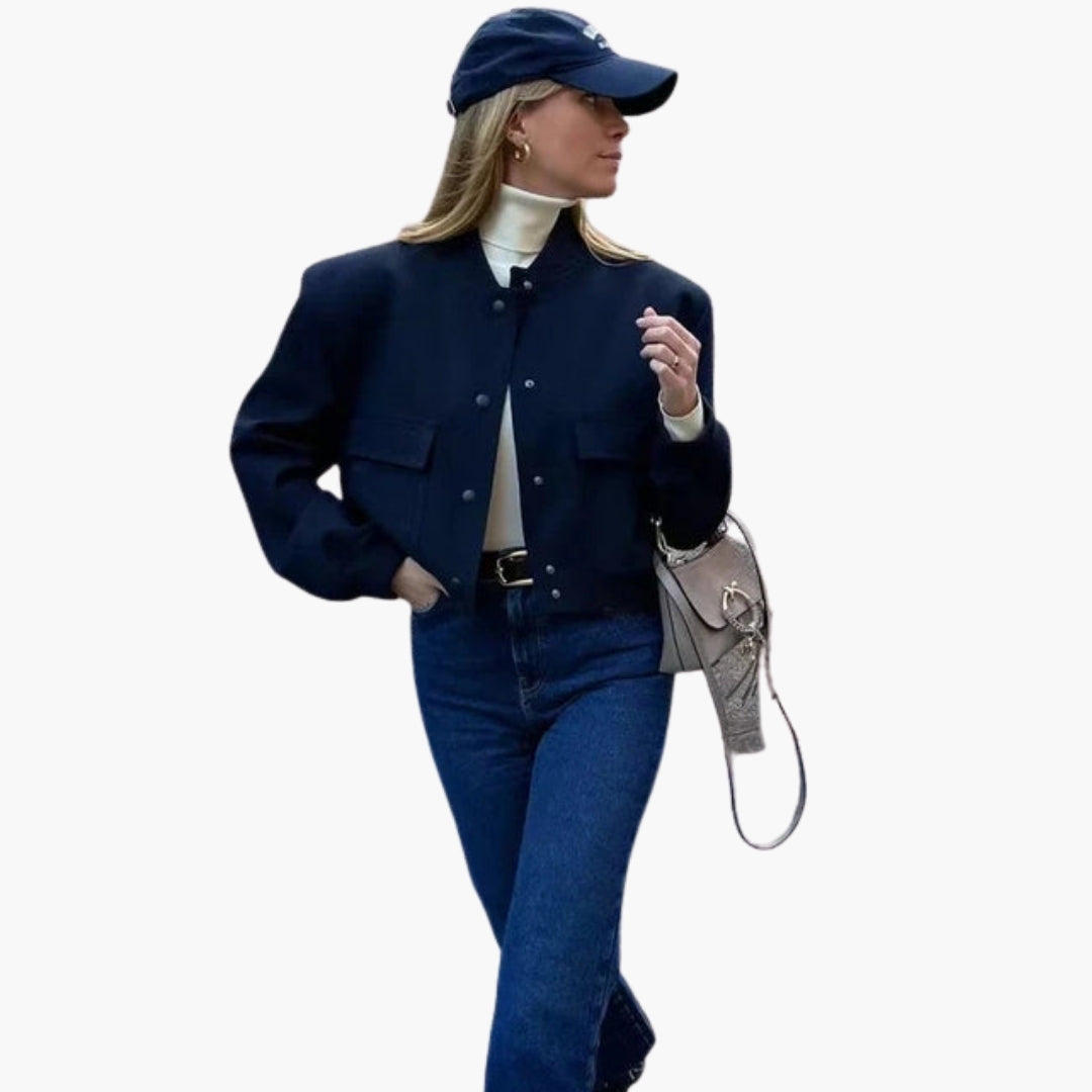Blouson Bomber Femme à Grandes Poches Devant