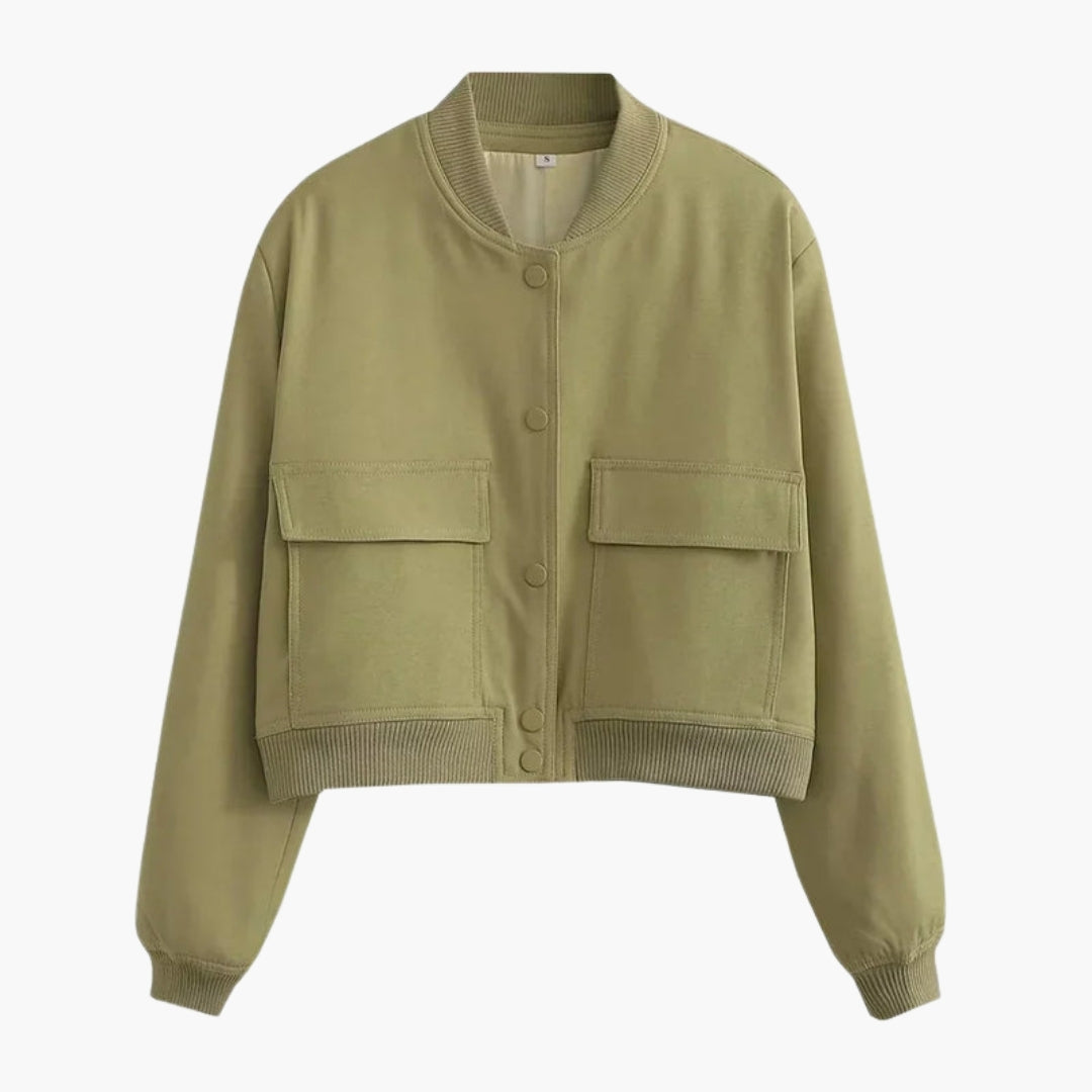 Cazadora Bomber Mujer con Grandes Bolsillos con Solapa