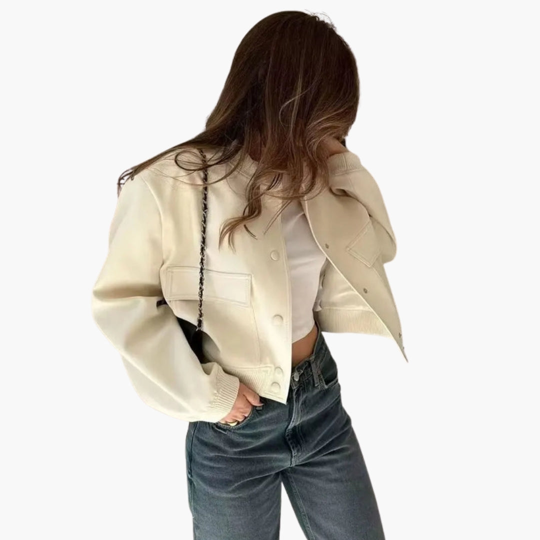 Cazadora Bomber Mujer con Grandes Bolsillos con Solapa