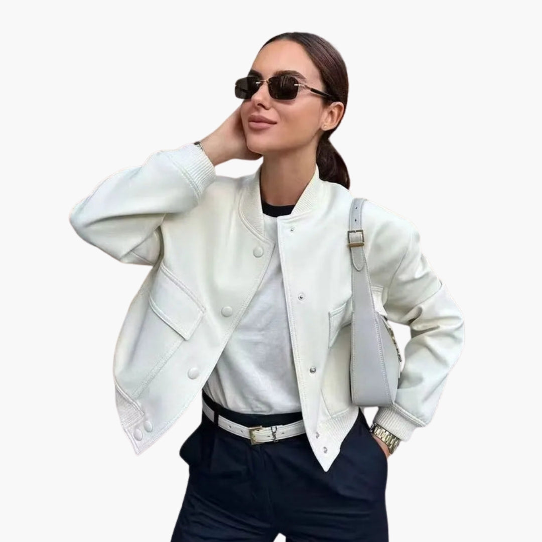 Cazadora Bomber Mujer con Grandes Bolsillos con Solapa