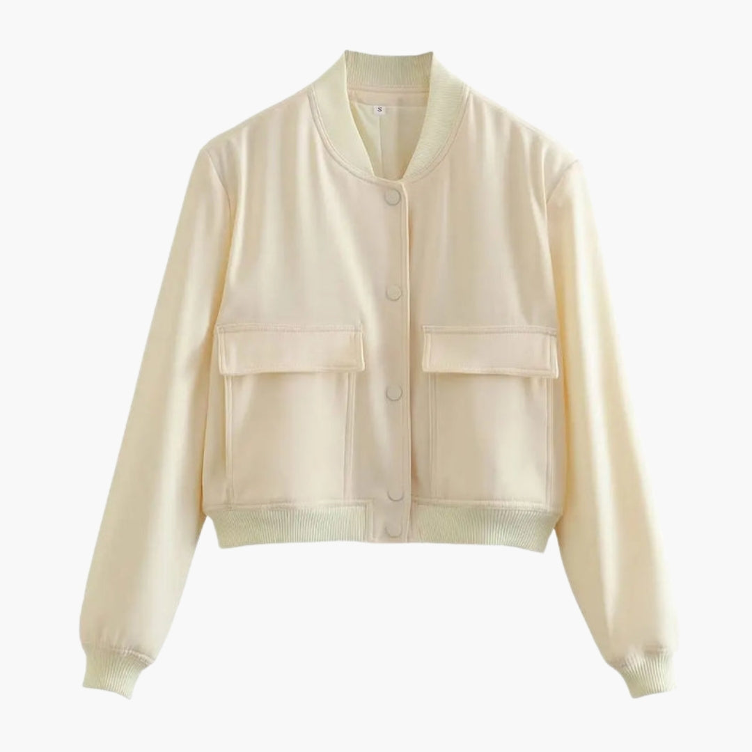 Cazadora Bomber Mujer con Grandes Bolsillos con Solapa