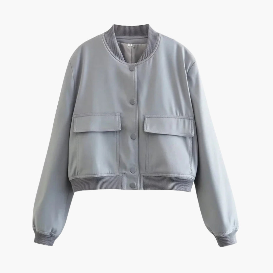 Cazadora Bomber Mujer con Grandes Bolsillos con Solapa