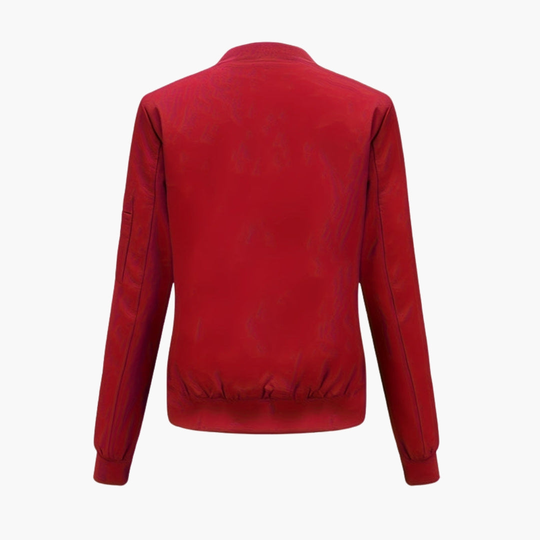 Blouson Bomber Damen Baseballkragen mit Reißverschlusstaschen