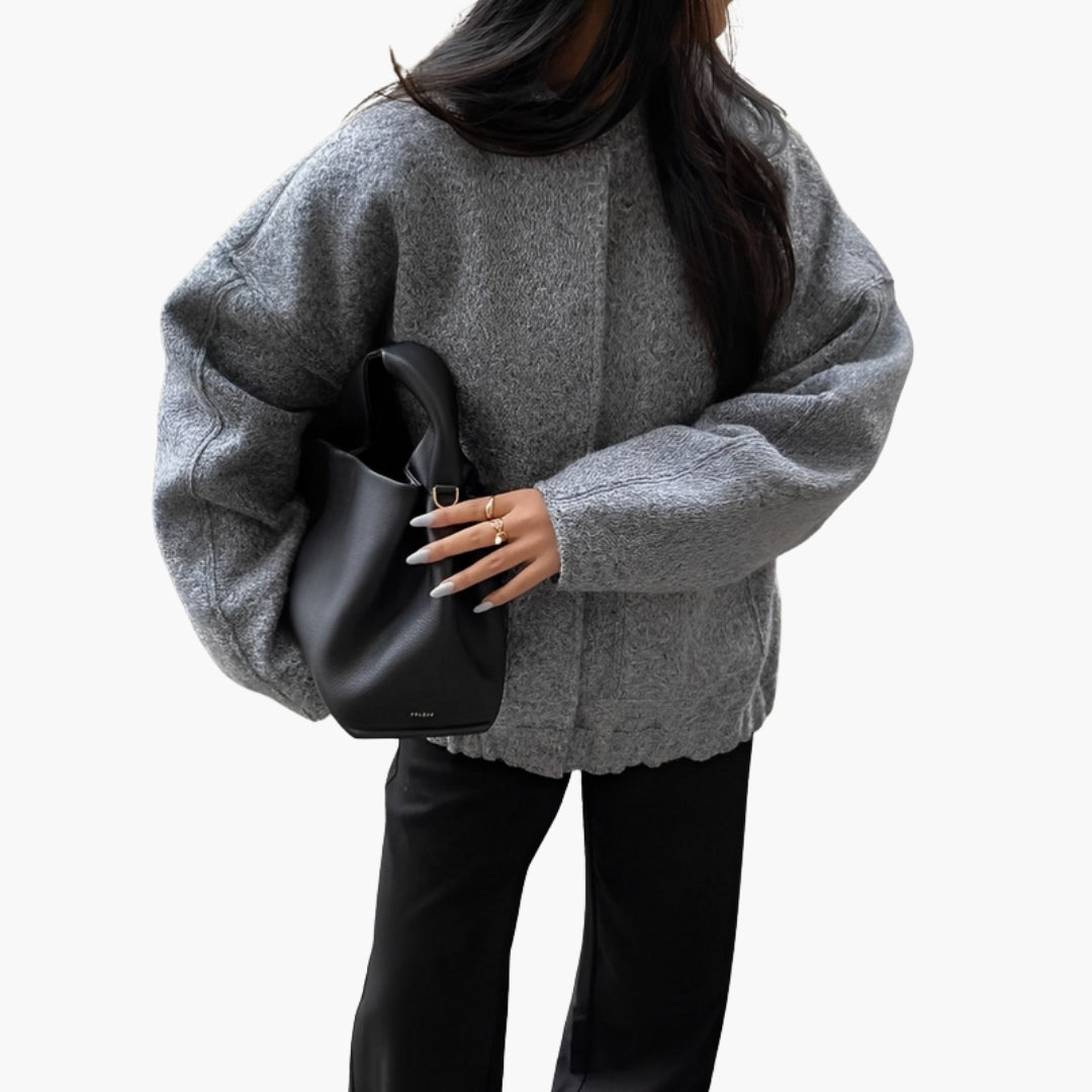 Loose Women's Bomber Jacket with Snap Buttons