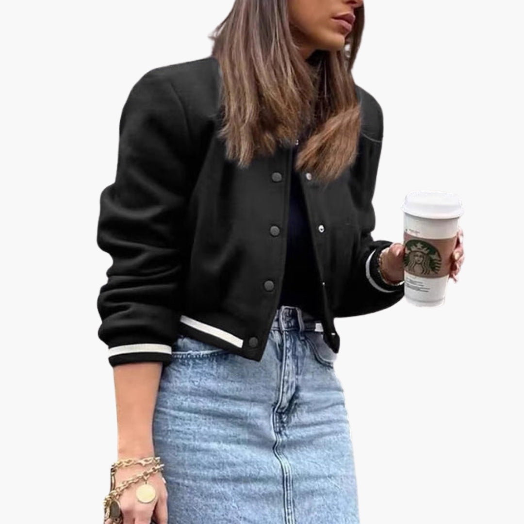 Blouson Bombers Femme Fermeture à Poignets Côtelés Rayés