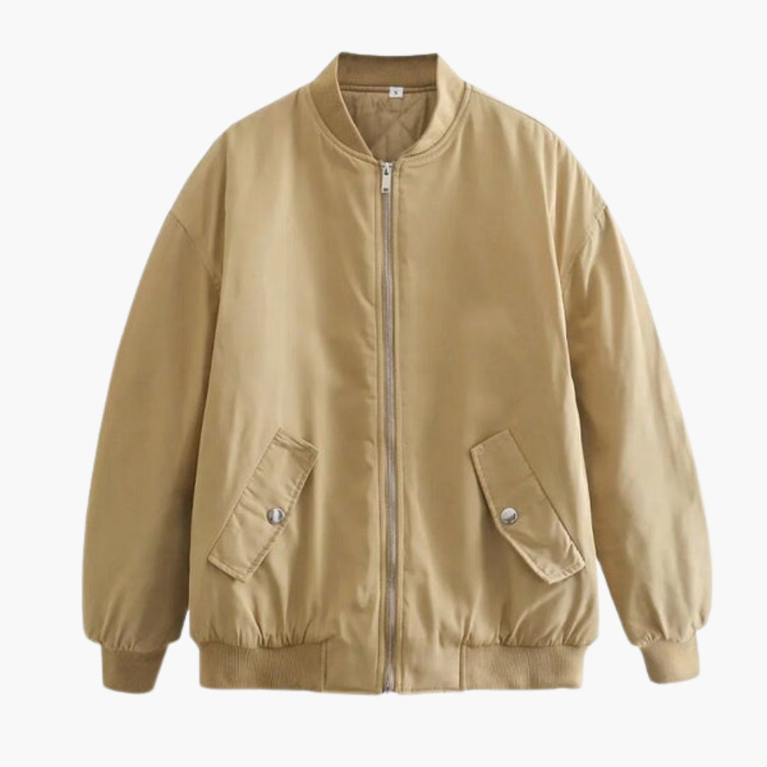 Blusón bomber para mujer oversize con cierre de cremallera
