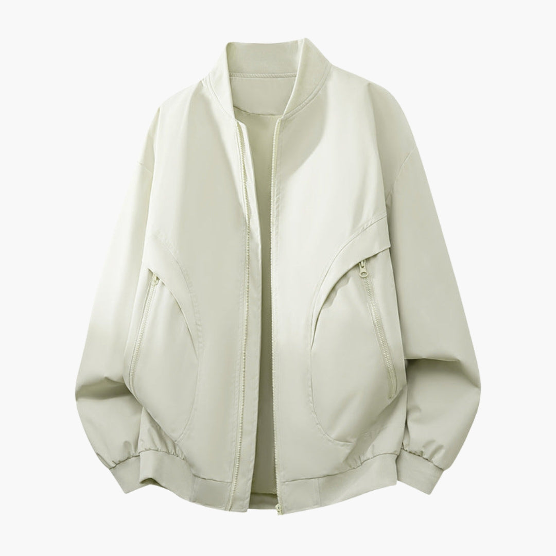 Blouson Bombers Femme Style Sport avec Poches Zippées