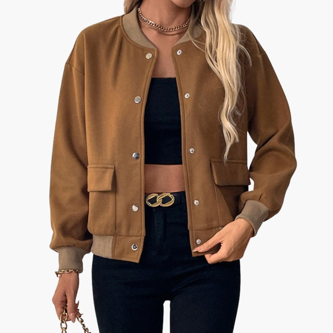 Blouson Bombers Femme à Boutons Pression