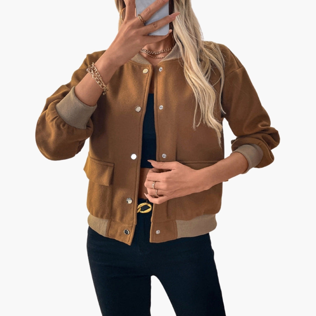 Blouson Bombers Femme à Boutons Pression