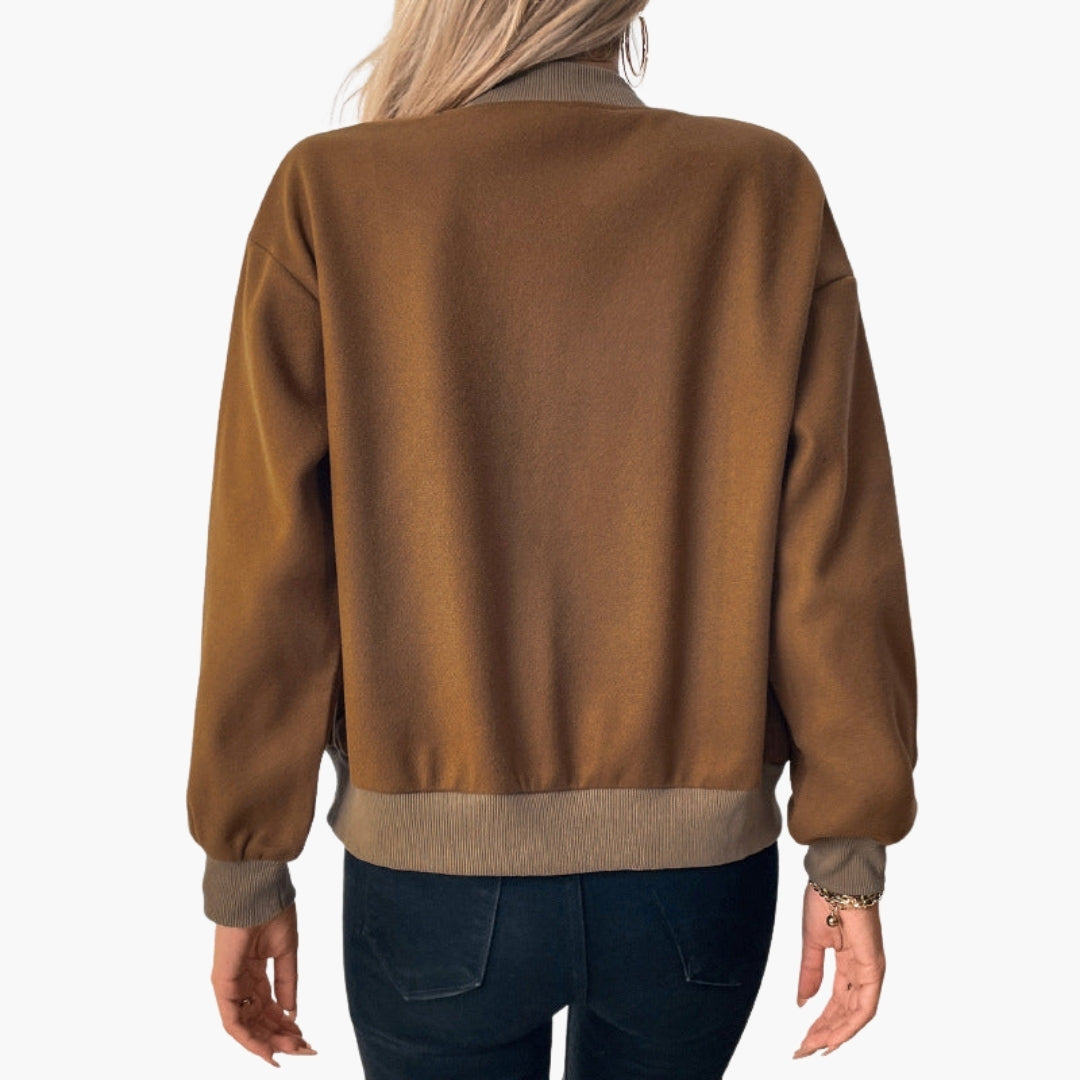 Blouson Bombers Femme à Boutons Pression
