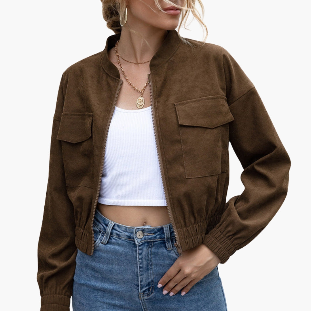 Blouson Bombers Femme avec Poches Plaquées