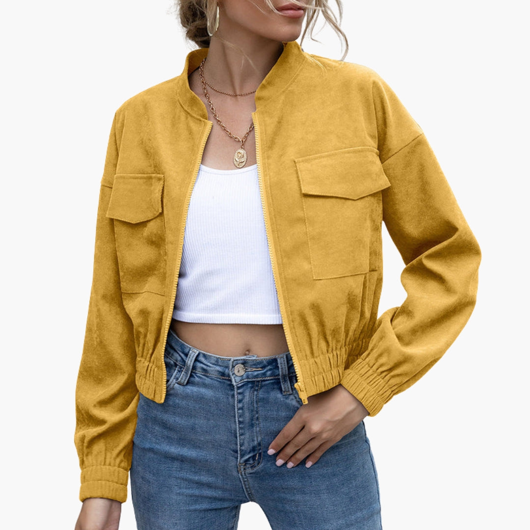 Blouson Bombers Femme avec Poches Plaquées