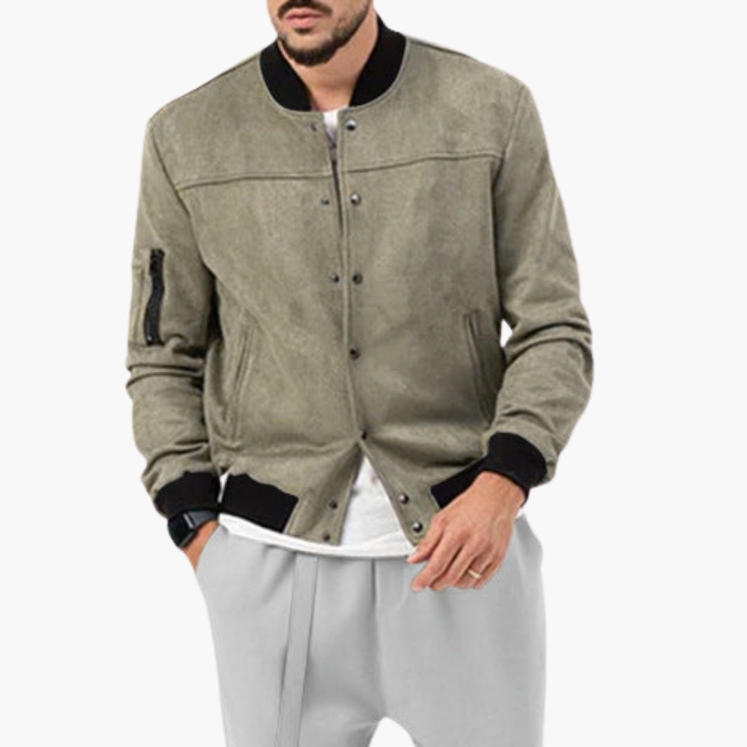 Men's Bomber Jacket with Elastic Cuffs