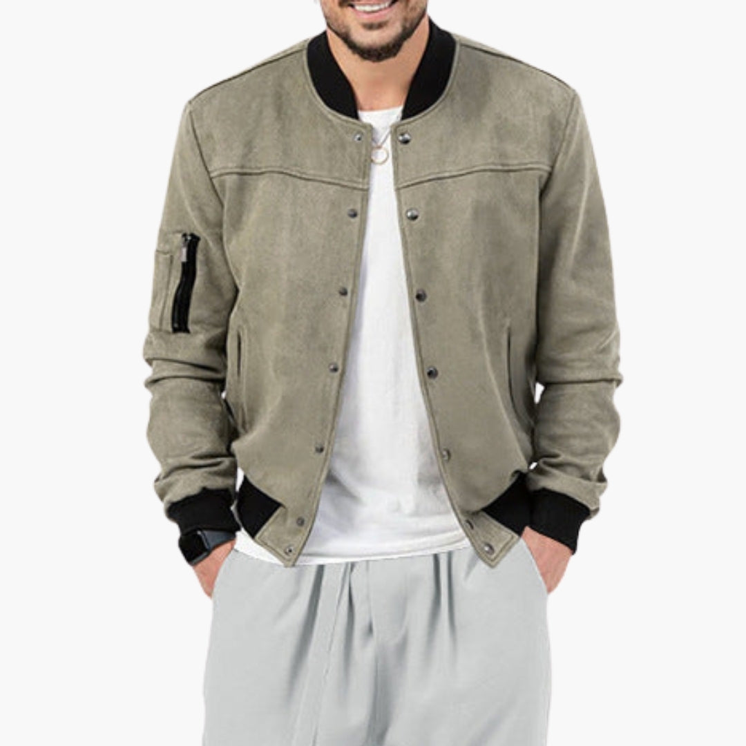 Men's Bomber Jacket with Elastic Cuffs