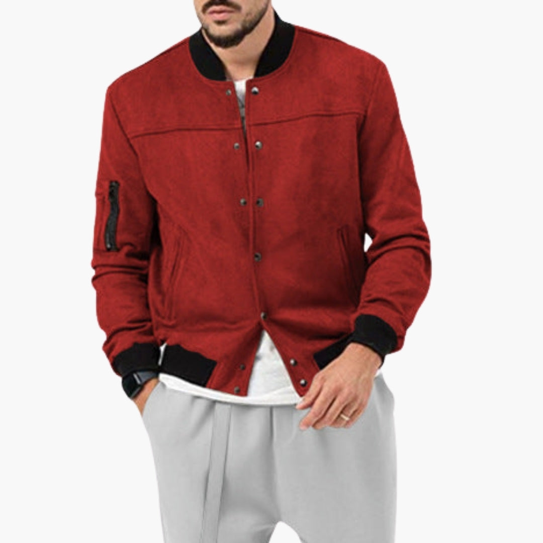 Men's Bomber Jacket with Elastic Cuffs