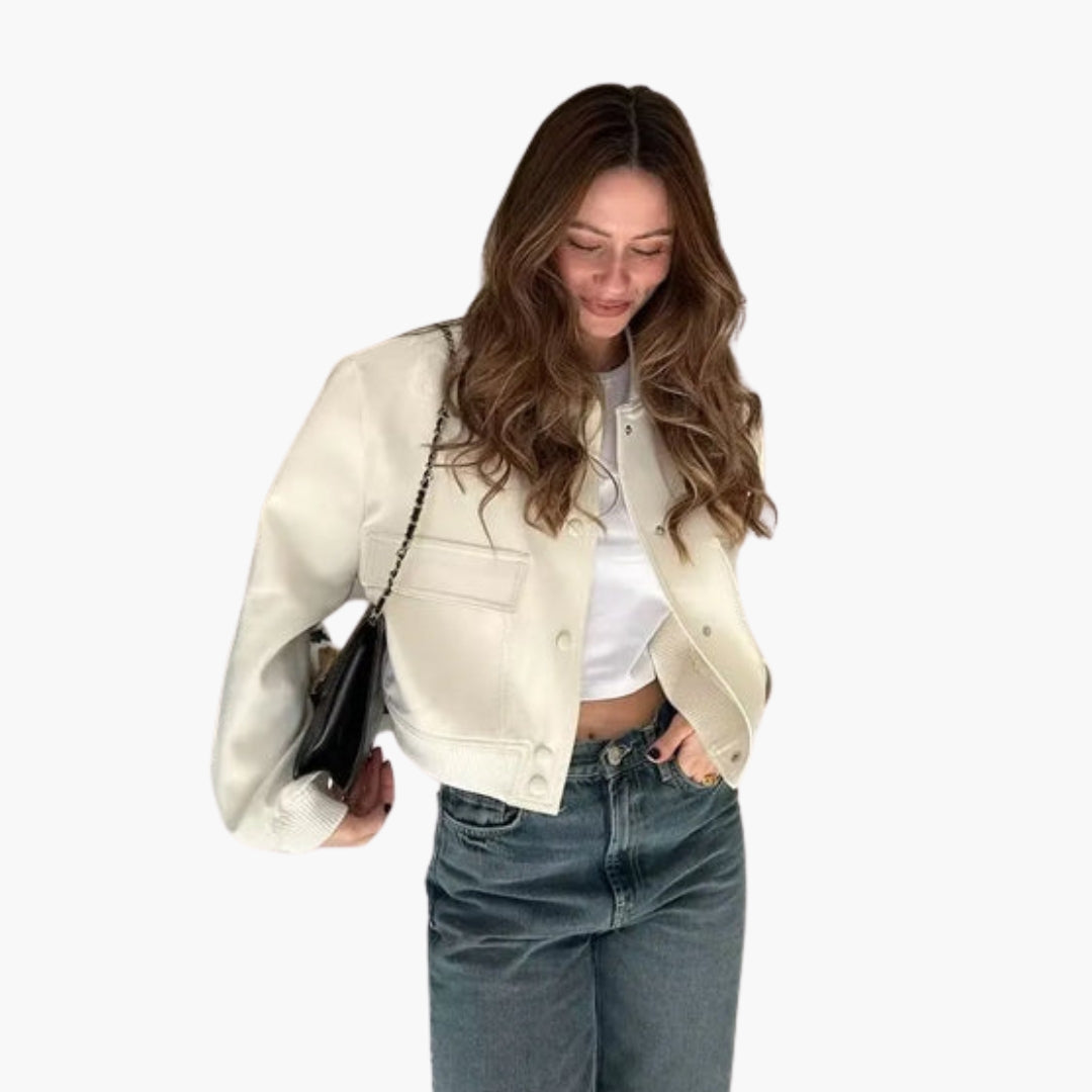 Blouson bomber femme avec fermeture à boutons pression