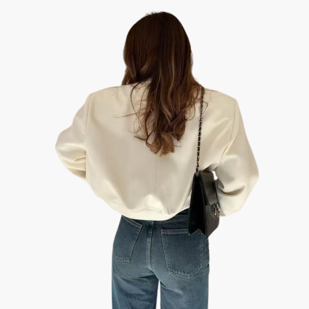 Blouson bomber femme avec fermeture à boutons pression
