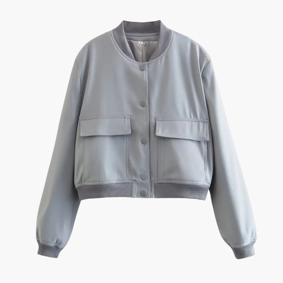 Blouson bomber femme avec fermeture à boutons pression