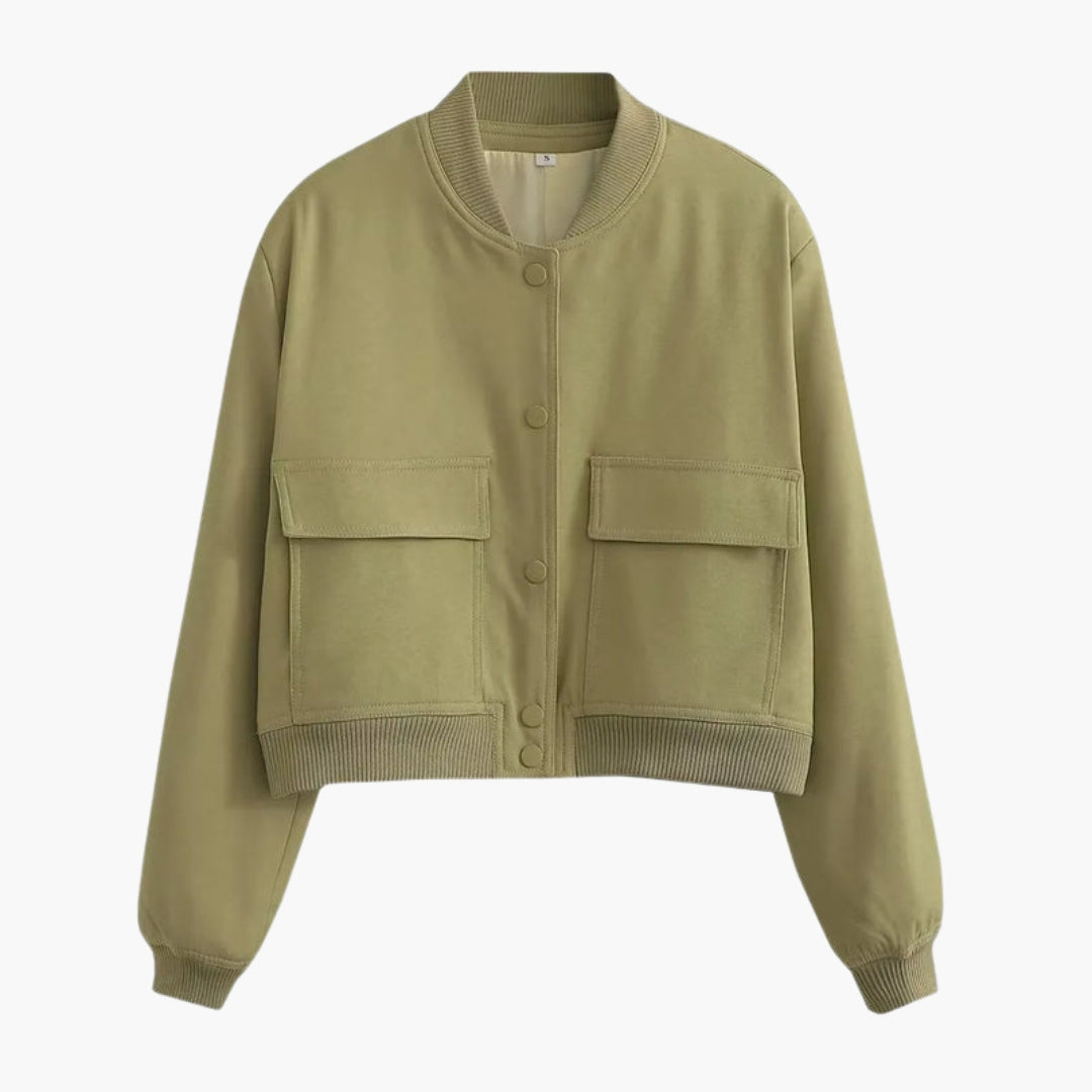 Blouson bomber femme avec fermeture à boutons pression