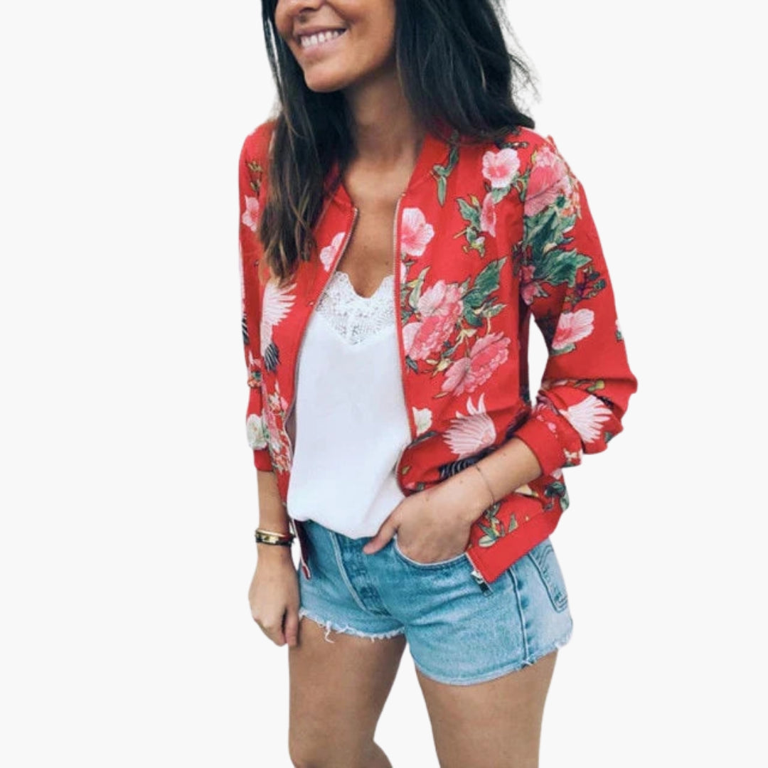 Cazadora bomber mujer con estampado floral