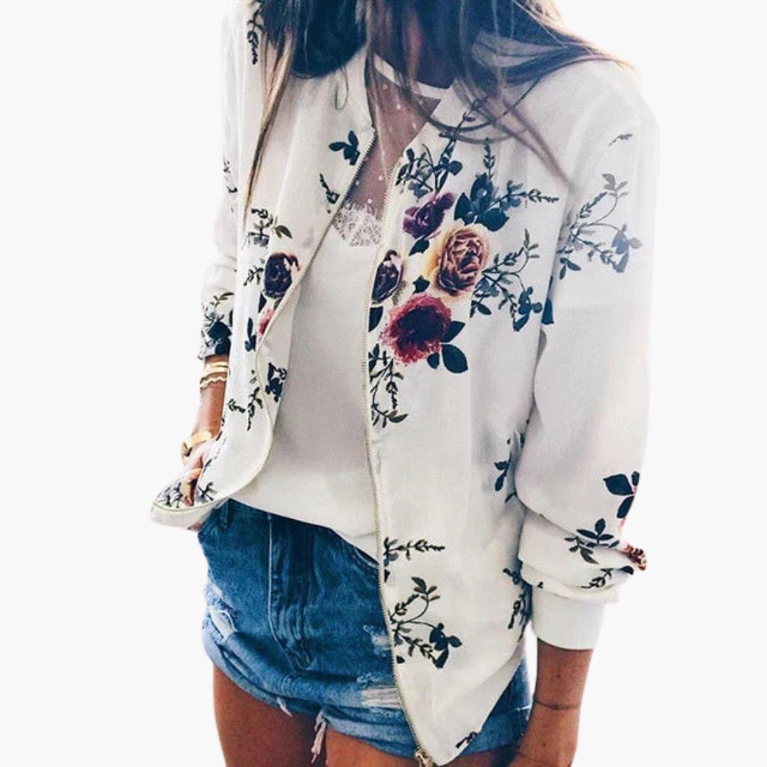 Cazadora bomber mujer con estampado floral