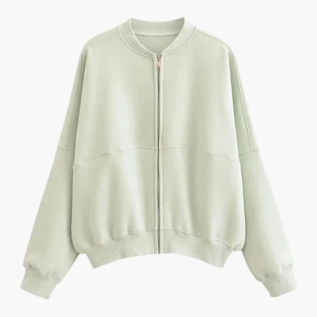 Damen Bomberjacke aus Fleece mit Reißverschluss