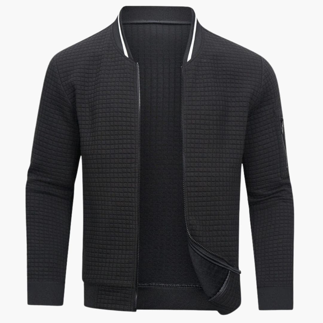 Blouson bomber matelassé pour homme avec ourlet côtelé et poche zippée sur la manche