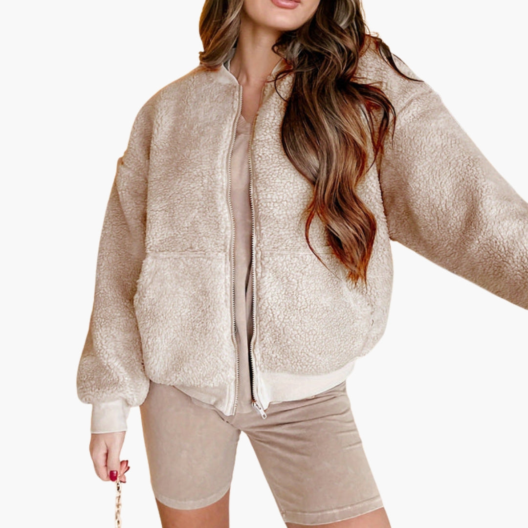 Blouson bomber polaire femme avec fermeture zippée