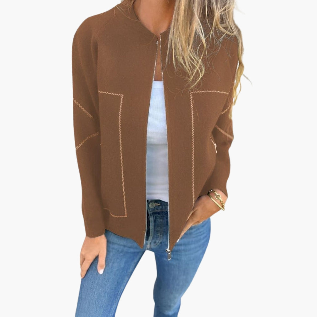 Blouson femme style bomber avec fermeture zippée