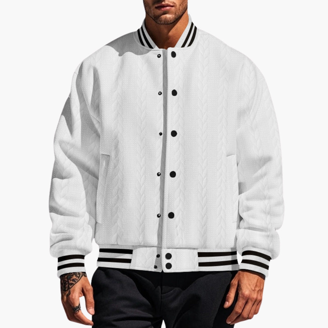 Blouson homme type bomber à surface texturée