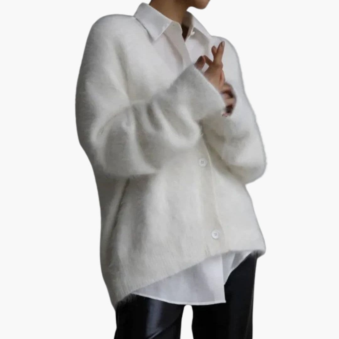 Cardigan femme à col V et fermeture à boutons