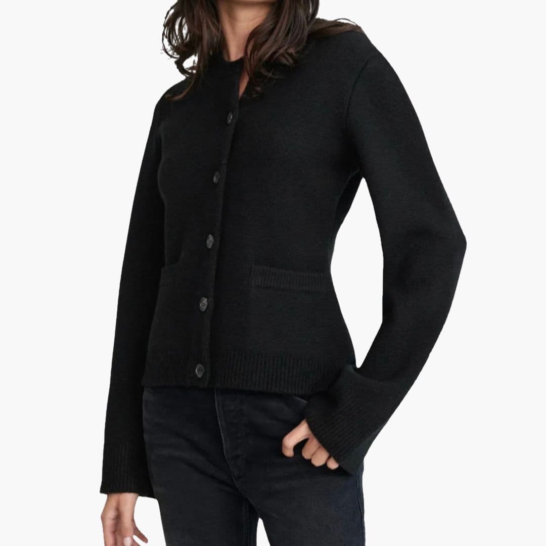 Cardigan femme à manches évasées et fermeture à boutons