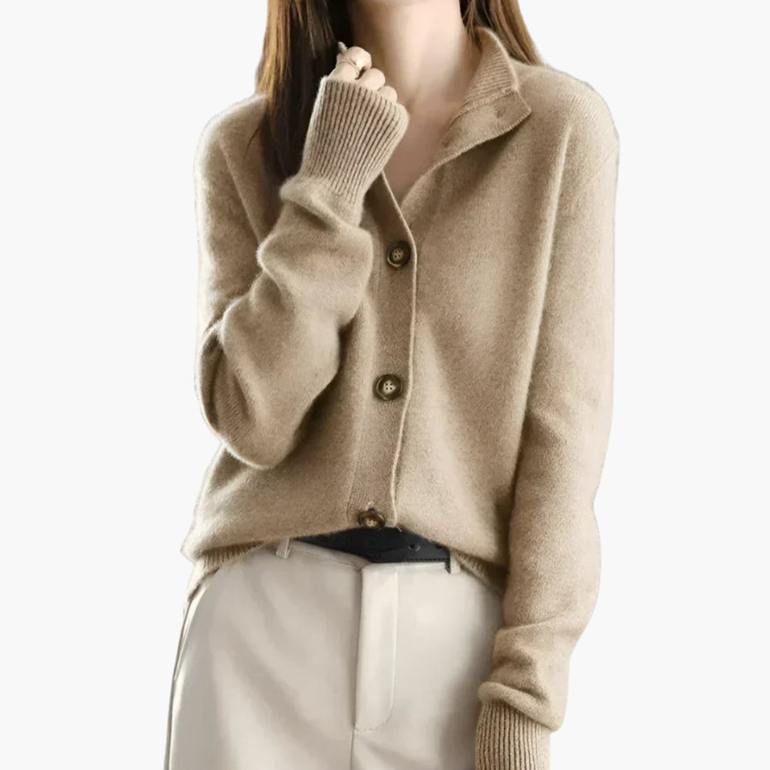 Cardigan femme avec boutons et poignets côtelés