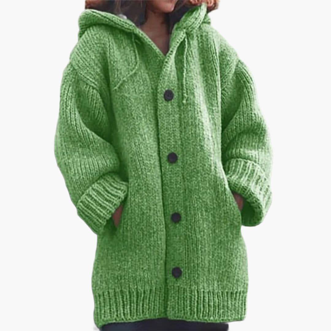 Cardigan femme capucheet avec Boutonné et coupe ample