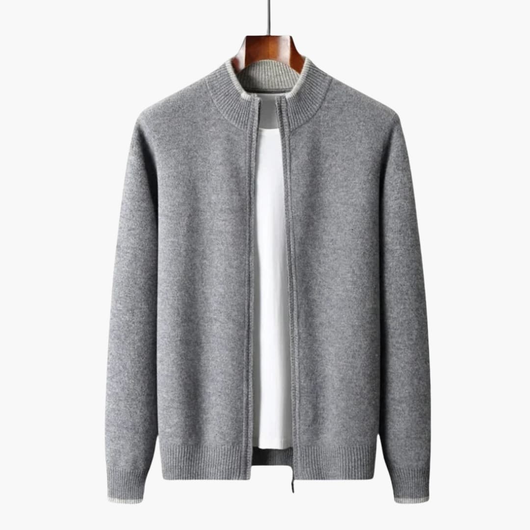 Cardigan homme avec col montant et ouverture frontale