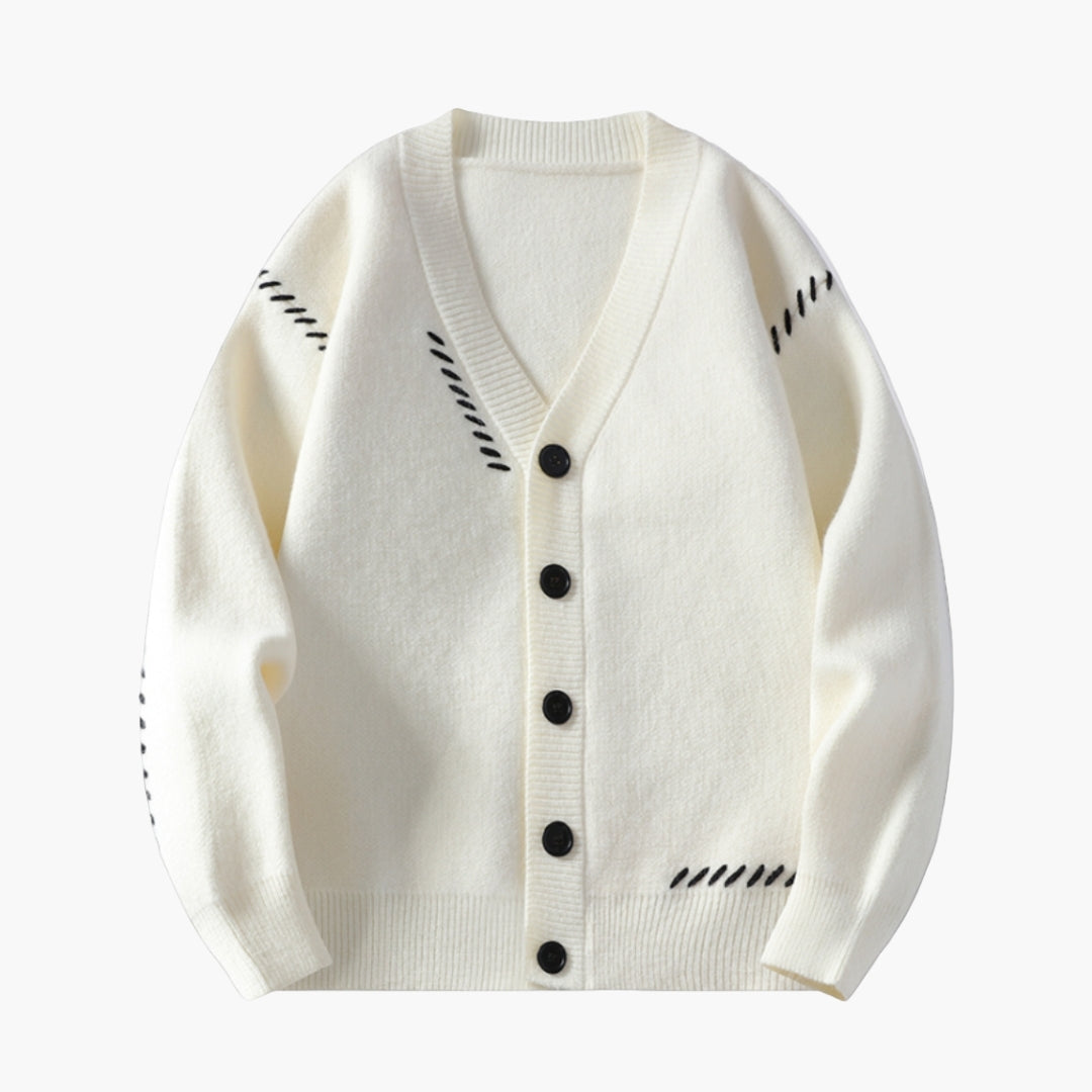 Herre cardigan i strik med knaplukning