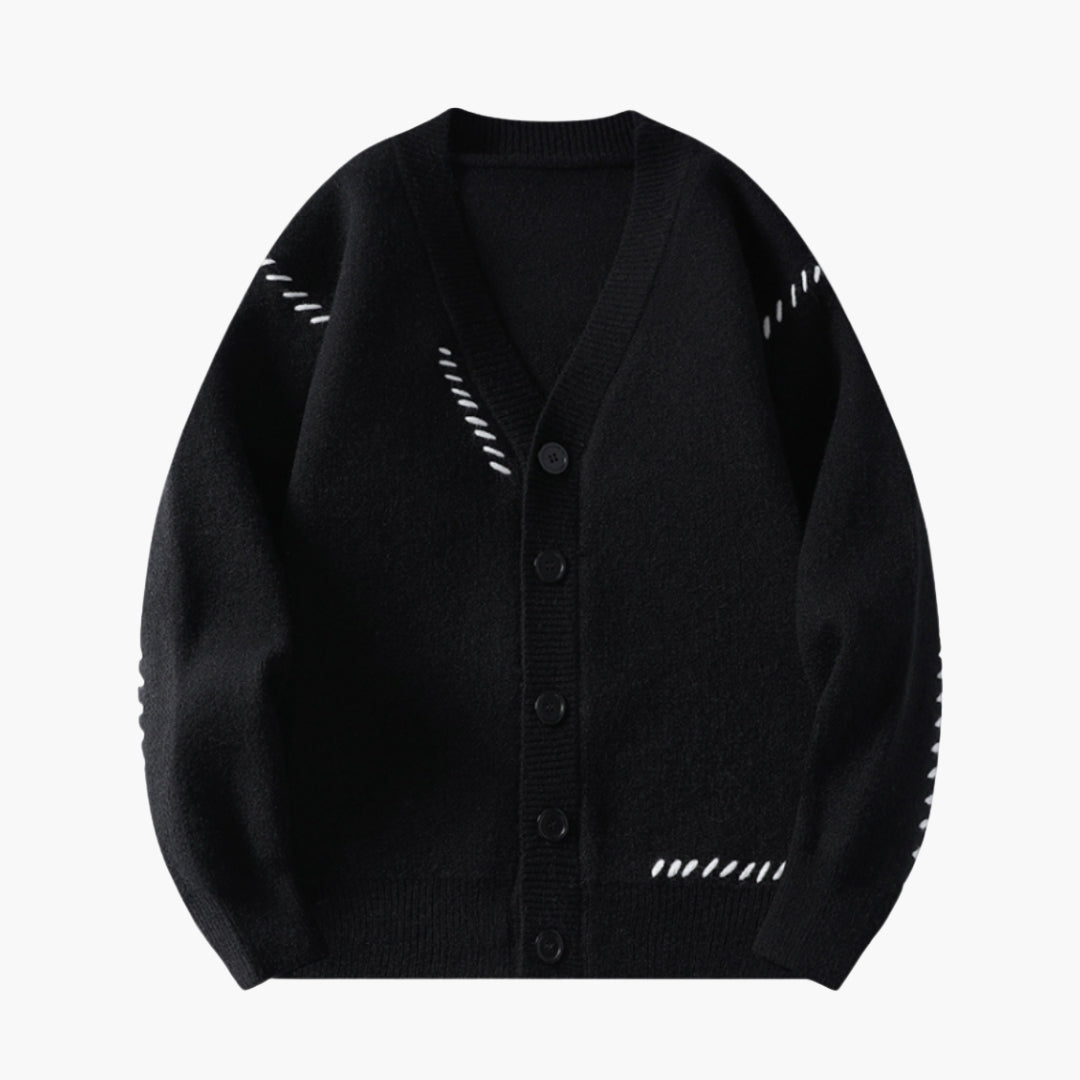 Herre cardigan i strik med knaplukning