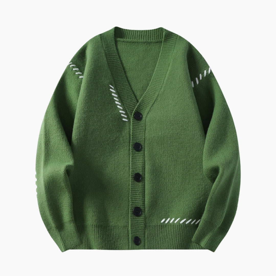 Herre cardigan i strik med knaplukning
